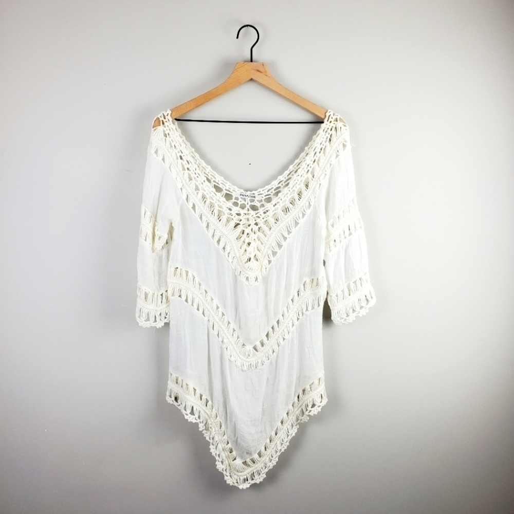 Paradise White Boho Crochet Top O/S